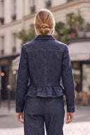 PIPER RUFFLE HEM ZIP UP DENIM JACKET