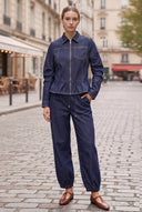 PIPER RUFFLE HEM ZIP UP DENIM JACKET