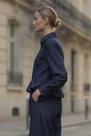 PIPER RUFFLE HEM ZIP UP DENIM JACKET