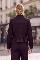 PIPER RUFFLE HEM ZIP UP DENIM JACKET