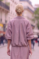 ROMY HALF BUBBLE SLEEVE ZIP UP JACKET