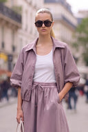 ROMY HALF BUBBLE SLEEVE ZIP UP JACKET