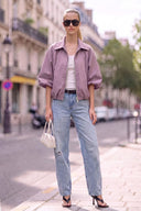 ROMY HALF BUBBLE SLEEVE ZIP UP JACKET