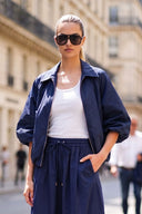 ROMY HALF BUBBLE SLEEVE ZIP UP JACKET