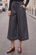 PIPER DRAWSTRING CAPRI DENIM PANTS