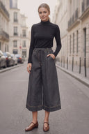 PIPER DRAWSTRING CAPRI DENIM PANTS