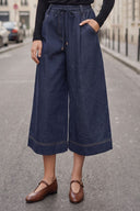 PIPER DRAWSTRING CAPRI DENIM PANTS