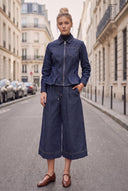 PIPER DRAWSTRING CAPRI DENIM PANTS