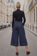 PIPER DRAWSTRING CAPRI DENIM PANTS