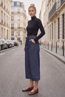 PIPER DRAWSTRING CAPRI DENIM PANTS