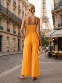 CORD DETAIL FRONT SHIRRED JUMPSUIT