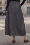 PIPER DRAWSTRING MIDI DENIM SKIRT