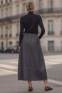 PIPER DRAWSTRING MIDI DENIM SKIRT
