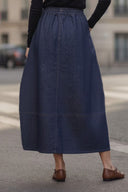PIPER DRAWSTRING MIDI DENIM SKIRT