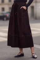 PIPER DRAWSTRING MIDI DENIM SKIRT