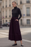 PIPER DRAWSTRING MIDI DENIM SKIRT