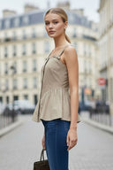 SIDE FRILL DETAIL BOW TOP