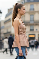 CORD DETAIL HALTER STITCH TOP