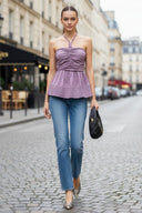 CORD DETAIL HALTER STITCH TOP