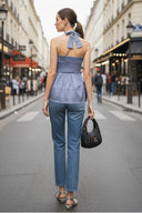 CORD DETAIL HALTER STITCH TOP