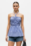 CORD DETAIL HALTER STITCH TOP