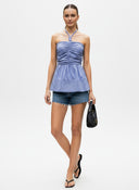 CORD DETAIL HALTER STITCH TOP