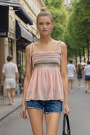 MULTI-COLOR SMOCKING TOP