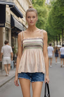 MULTI-COLOR SMOCKING TOP