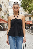 POM-POM TUBE HALTER TOP