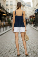SLEEVELESS PLEATED TANK TOP