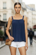 SLEEVELESS PLEATED TANK TOP