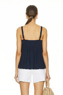 SLEEVELESS PLEATED TANK TOP