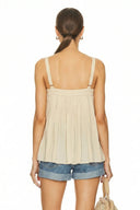 SLEEVELESS PLEATED TANK TOP
