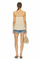 SLEEVELESS PLEATED TANK TOP