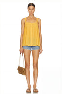 SLEEVELESS PLEATED TANK TOP
