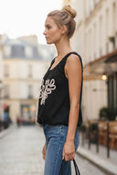 IVY EMBROIDERED BUBBLE LINEN TOP