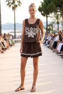 IVY EMBROIDERED BUBBLE LINEN TOP