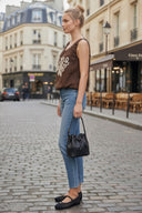 IVY EMBROIDERED BUBBLE LINEN TOP