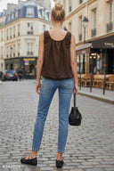 IVY EMBROIDERED BUBBLE LINEN TOP