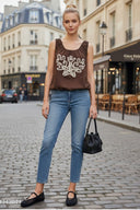 IVY EMBROIDERED BUBBLE LINEN TOP