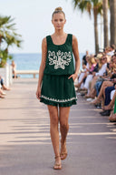 IVY EMBROIDERED BUBBLE LINEN TOP