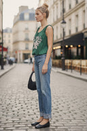IVY EMBROIDERED BUBBLE LINEN TOP