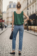 IVY EMBROIDERED BUBBLE LINEN TOP