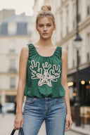 IVY EMBROIDERED BUBBLE LINEN TOP
