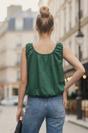 IVY EMBROIDERED BUBBLE LINEN TOP