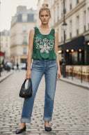 IVY EMBROIDERED BUBBLE LINEN TOP