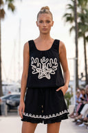 IVY EMBROIDERED BUBBLE LINEN TOP