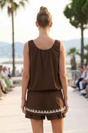IVY EMBROIDERED BUBBLE LINEN TOP