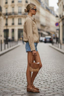FRONT ZIP BELL CUFFS BLOUSE