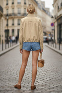 FRONT ZIP BELL CUFFS BLOUSE
